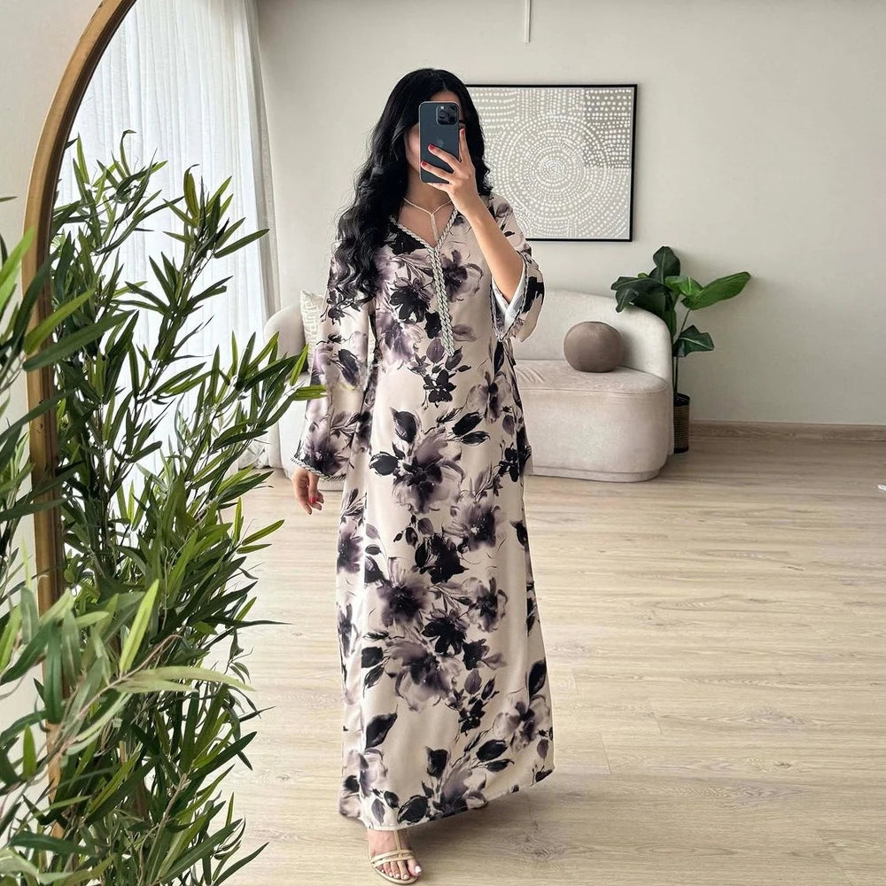Islamic Women Printing Casual Long Dress | Traditional and Modern Abayas Islamic Women Printing Casual Long Dress | Traditional and Modern Abayas