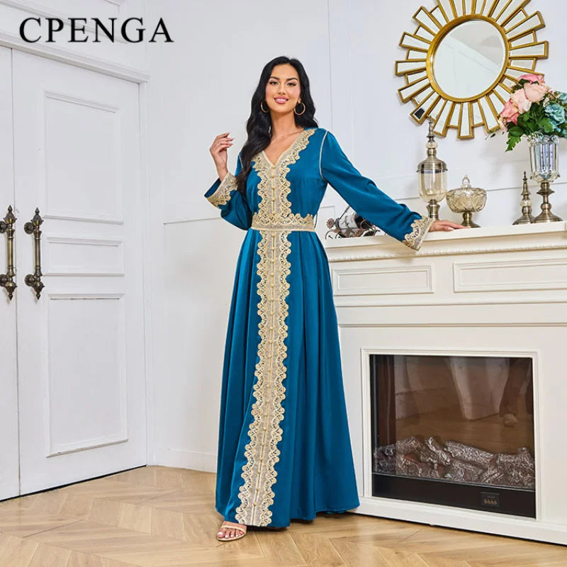 Embroidered Gown for Special Occasions, Muslim Arabic Women Wedding Dress & Takchita Embroidered Gown for Special Occasions, Muslim Arabic Women Wedding Dress & Takchita
