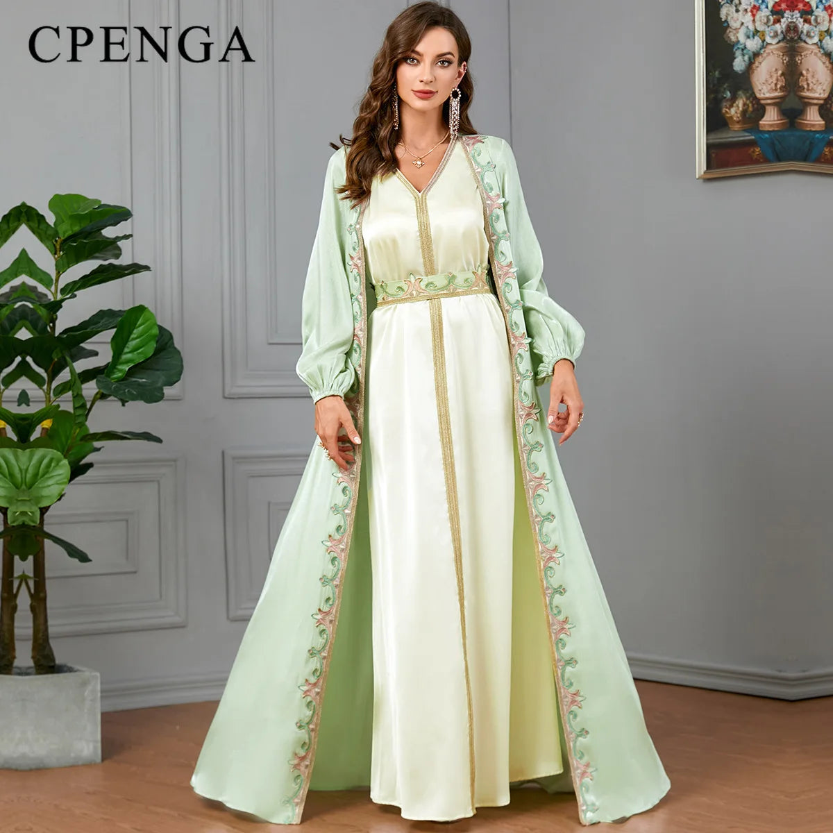 green arabic dress Hunter Green Velvet Muslim Arabic Caftan Prom Dresses Long Sleeve Evening Gown