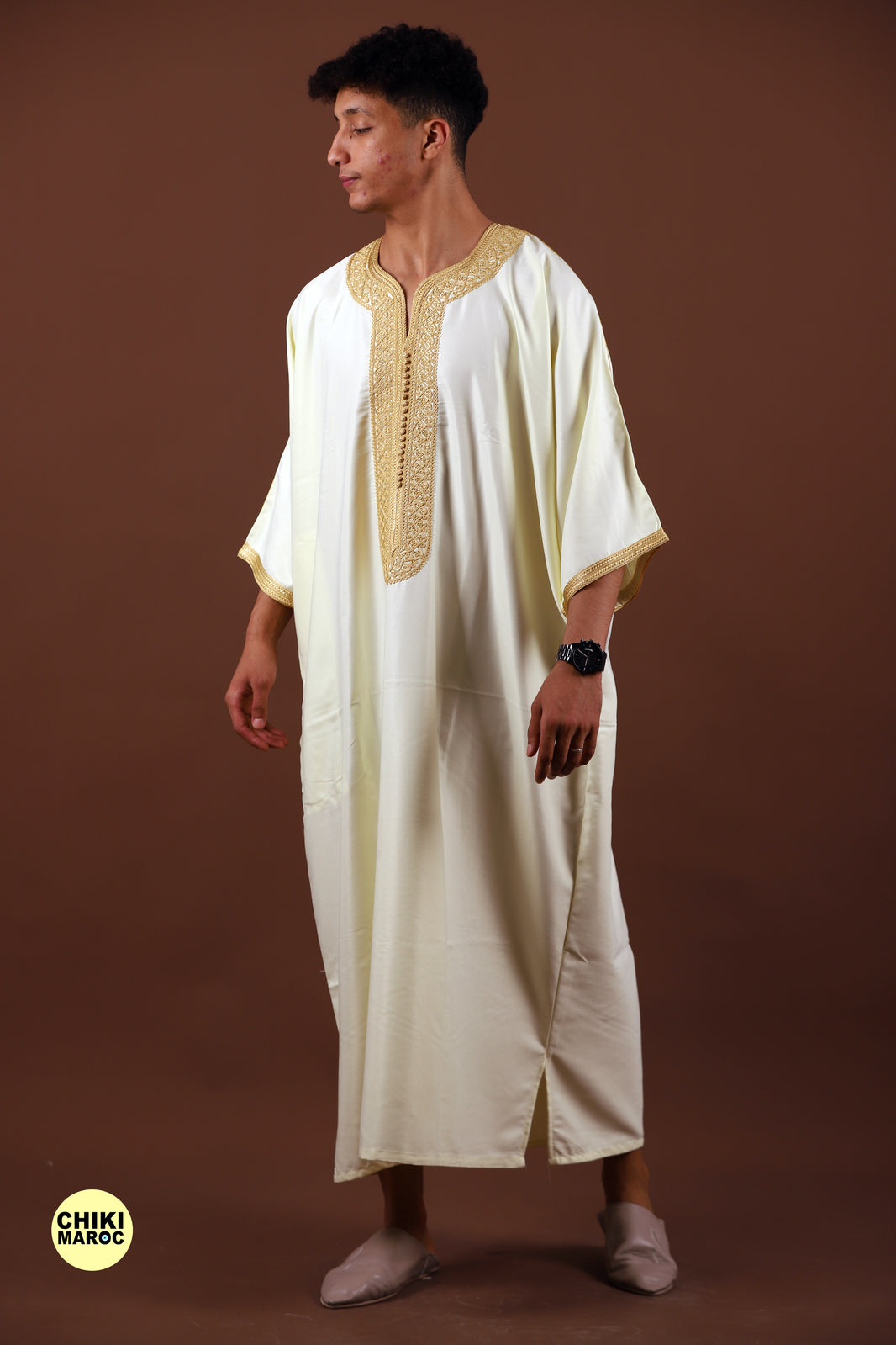 Elegant White Moroccan Thobe for Men - Traditional Garment