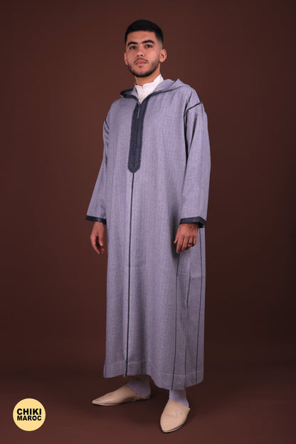 Elegant Hooded Gray Moroccan Djellaba I Special Elegant Djellaba