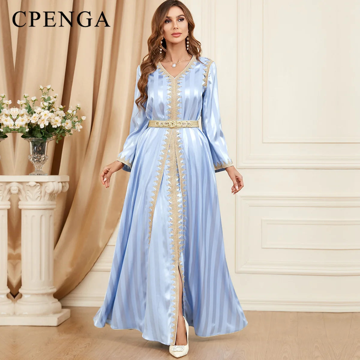 arab wedding dress Ivory Arabic Bridal The neckline is wide Modest Arabic Muslim Wedding Dresses