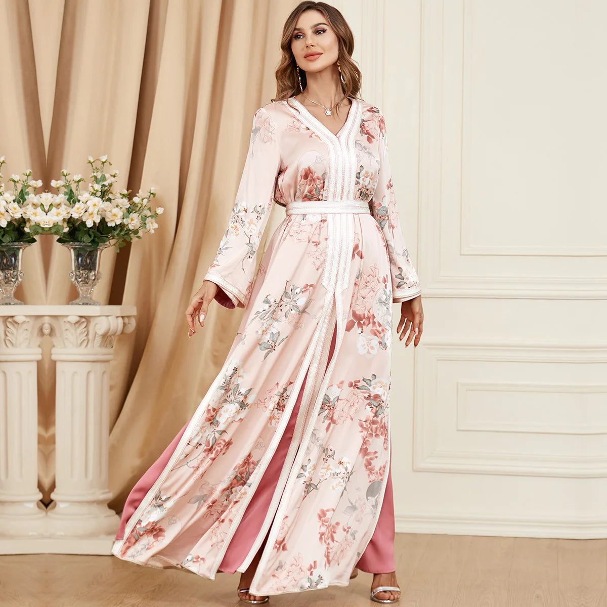 arabic marriage dress Embroidered Gown for Special Occasions, Muslim Arabic Wedding Dress fo – chikimaroc