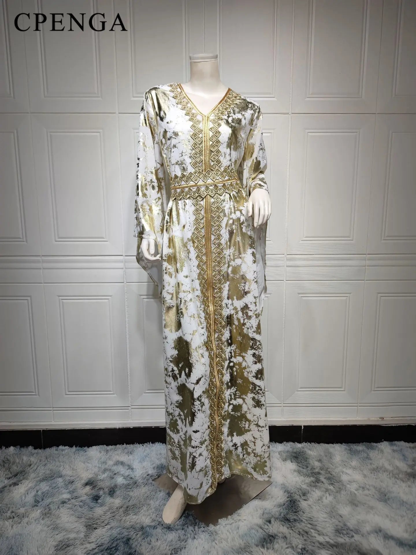 Embroidered Gown for Special Occasions, Muslim Arabic Women Wedding Dress & Takchita Embroidered Gown for Special Occasions, Muslim Arabic Women Wedding Dress & Takchita
