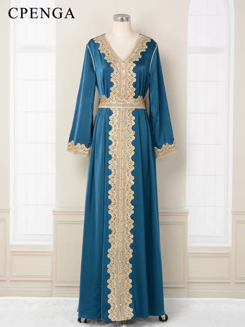 Embroidered Gown for Special Occasions, Muslim Arabic Women Wedding Dress & Takchita Embroidered Gown for Special Occasions, Muslim Arabic Women Wedding Dress & Takchita