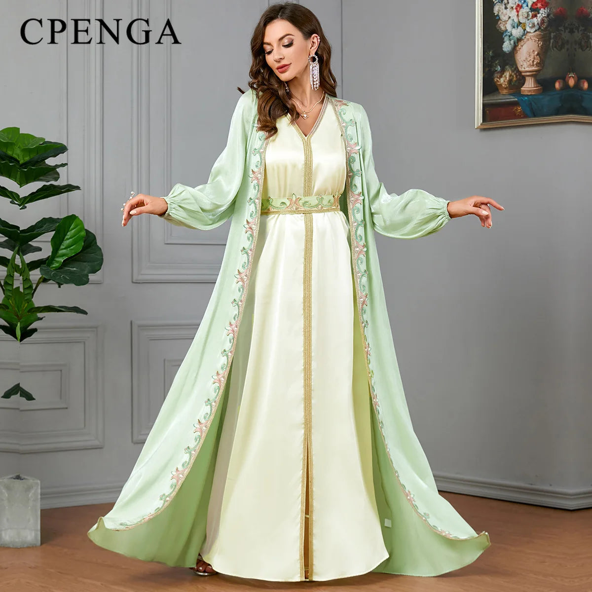Embroidered Gown for Special Occasions, Muslim Arabic Women Wedding Dr chikimaroc Embroidered Gown for Special Occasions, Muslim Arabic Women Wedding Dr chikimaroc