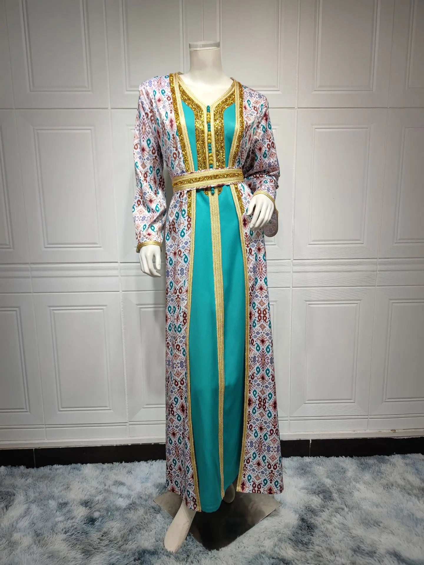 Embroidered Gown for Special Occasions, Muslim Arabic Women Wedding Dress & Takchita Embroidered Gown for Special Occasions, Muslim Arabic Women Wedding Dress & Takchita
